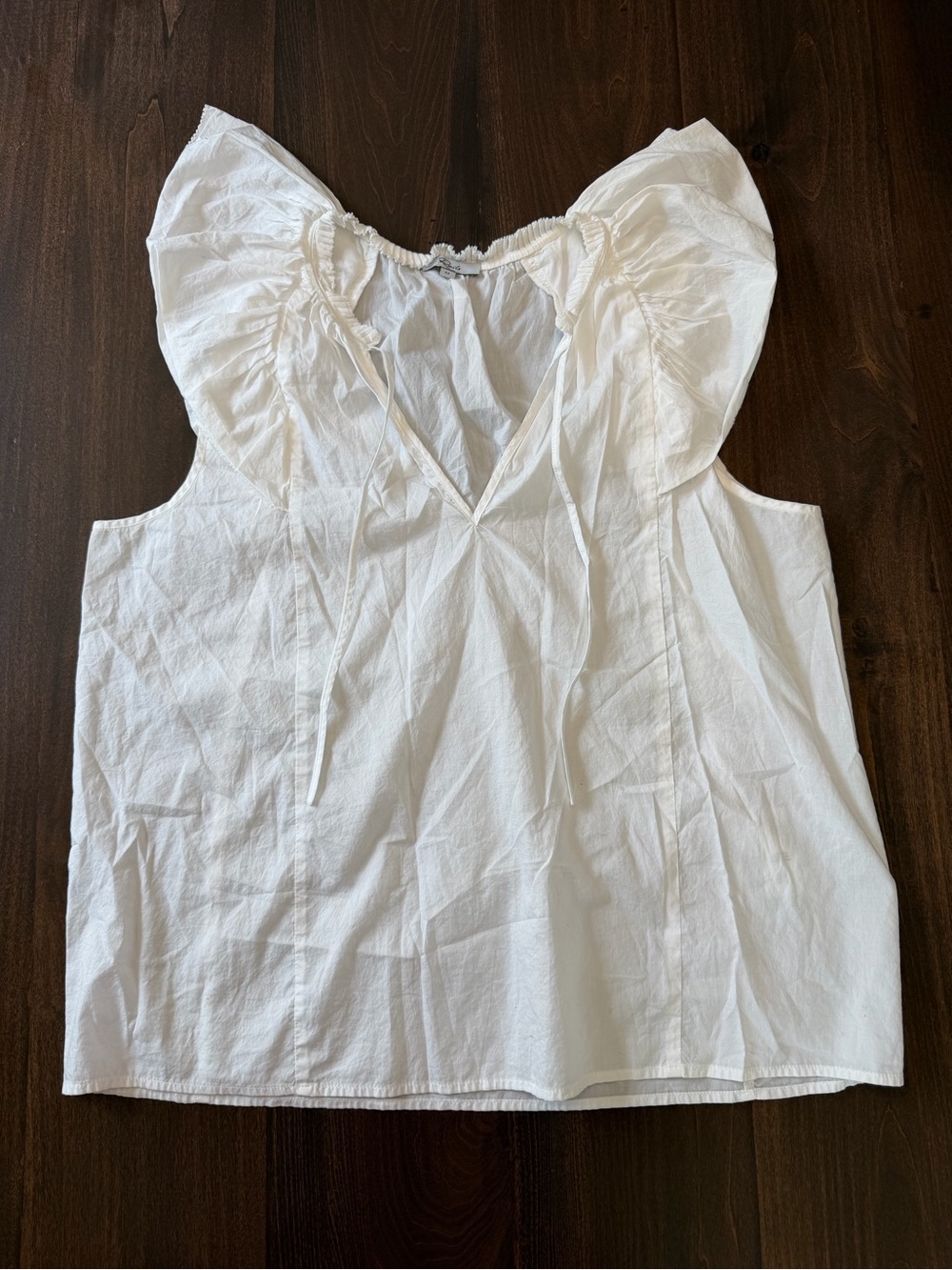 Rails White Cotton Ruffle-Trim Sleeveless Blouse